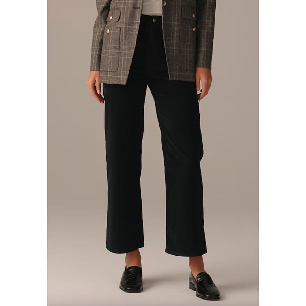 J.CREW Women's Sailor Slim Wide Pant Stretch Corduroy Ankle Black 32 High Rise